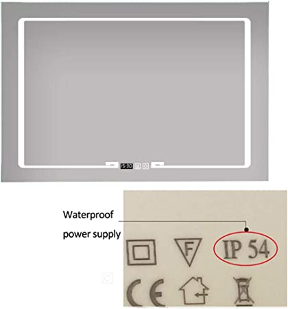 Oglinda LED 90X60cm cu Functie Dezaburire, Touch si Ceas J16