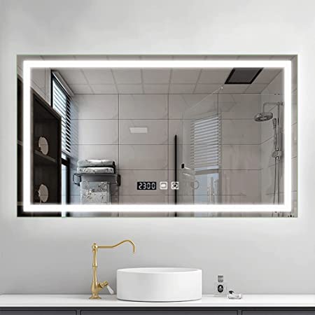 Oglinda LED 90X60cm cu Functie Dezaburire, Touch si Ceas J16