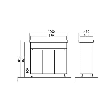 Set baie Omega – mască pe pardoseală cu lavoar ceramic