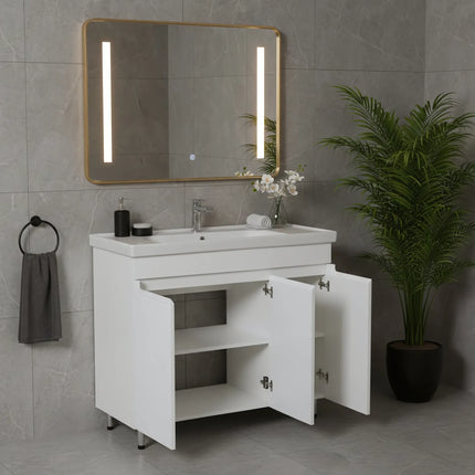 Set baie Omega – mască pe pardoseală cu lavoar ceramic