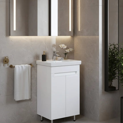 Set baie Omega – mască pe pardoseală cu lavoar ceramic