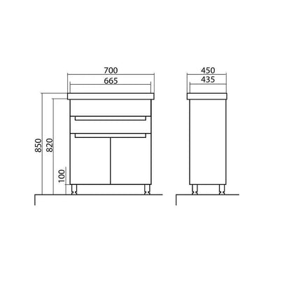 Set baie Omega – mască pe pardoseală cu lavoar ceramic