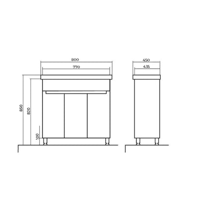 Set baie Omega – mască pe pardoseală cu lavoar ceramic
