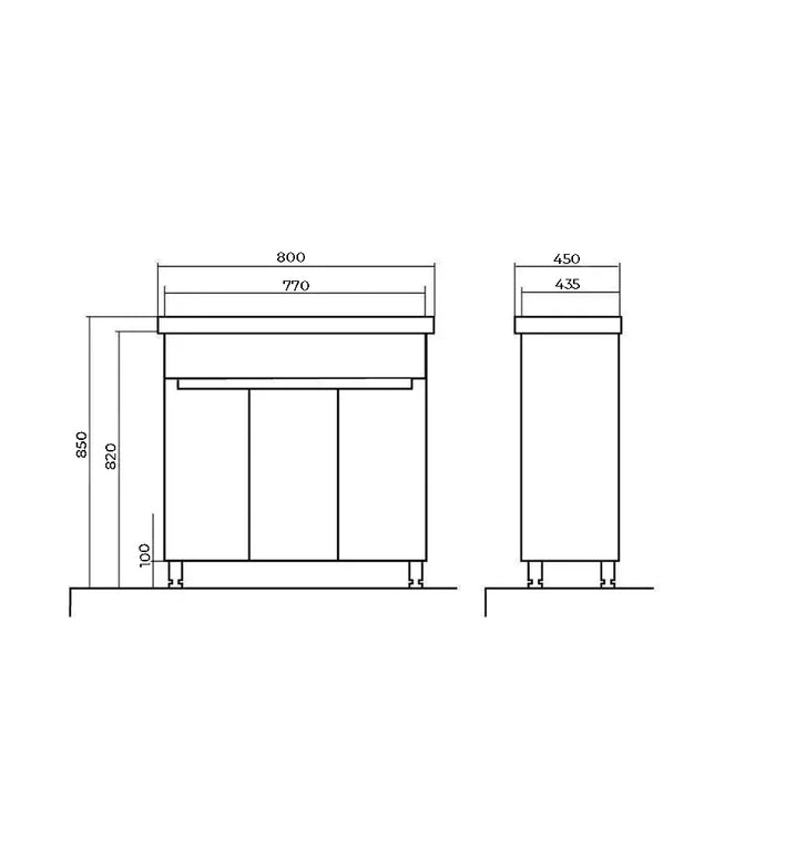 Set baie Omega – mască pe pardoseală cu lavoar ceramic