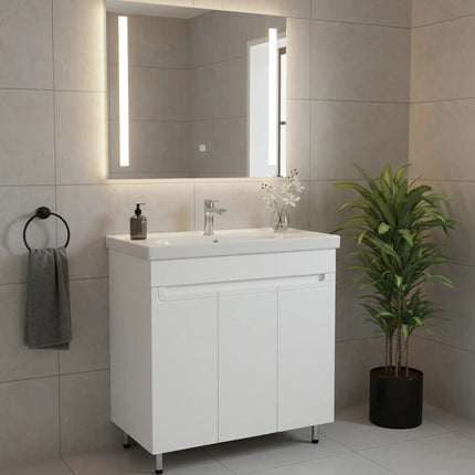 Set baie Omega – mască pe pardoseală cu lavoar ceramic