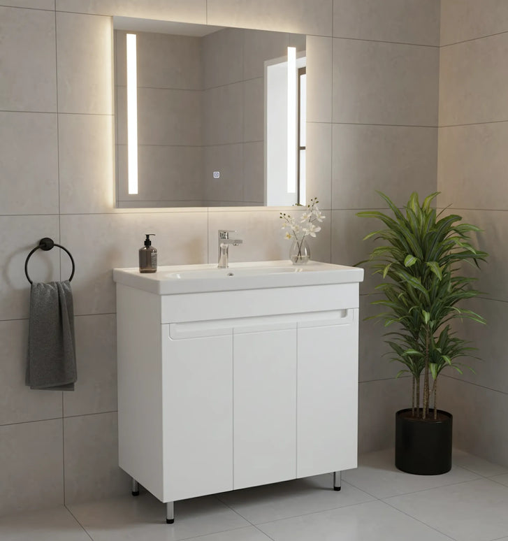 Set baie Omega – mască pe pardoseală cu lavoar ceramic