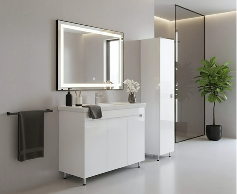 Set baie Omega – mască pe pardoseală cu lavoar ceramic