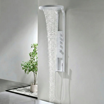 Panel de Duș White Round – Design Premium cu Duș Tip Cascadă și Funcții Multiple