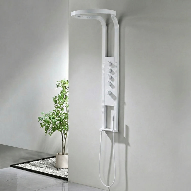 Panel de Duș White Round – Design Premium cu Duș Tip Cascadă și Funcții Multiple