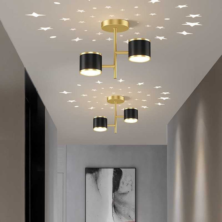 Plafoniera LED Cu Cer Înstelat Negru+Gold – Design Modern și Iluminare Versatilă - 9105 LMX