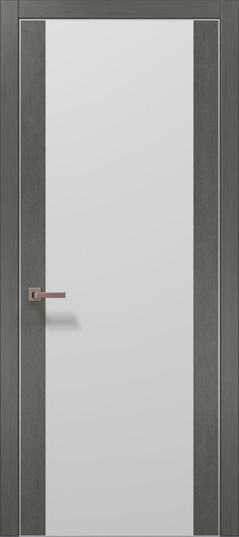 Ușă interior PL 14 – Design perfect simetric, cu cadru contrastant și sticlă satinată / Plato - Carlo Porte www.olivy.ro