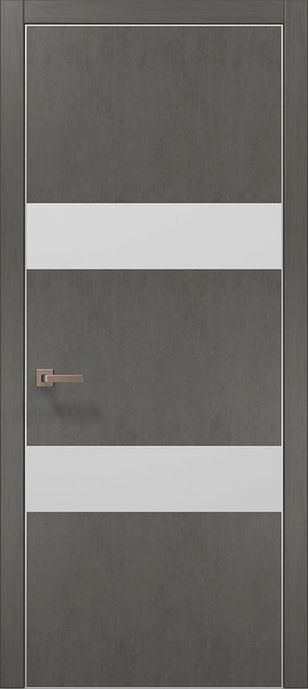 Ușă de interior PL 26  – Model modern cu inserții verticale de sticlă albă / Plato - Carlo Porte www.olivy.ro