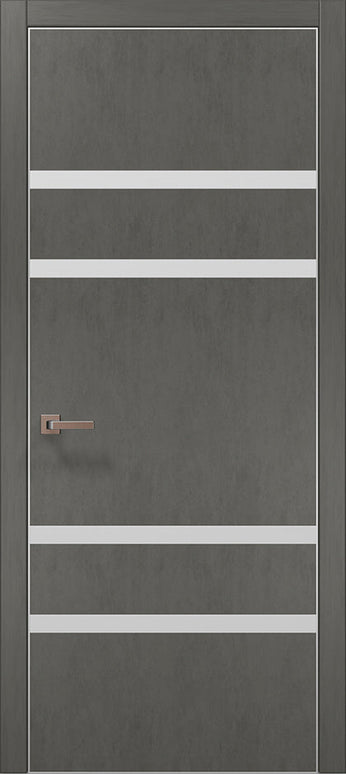 Ușă de interior PL 27 – 4 fâșii de sticlă albă pentru un efect modern / Plato - Carlo Porte www.olivy.ro