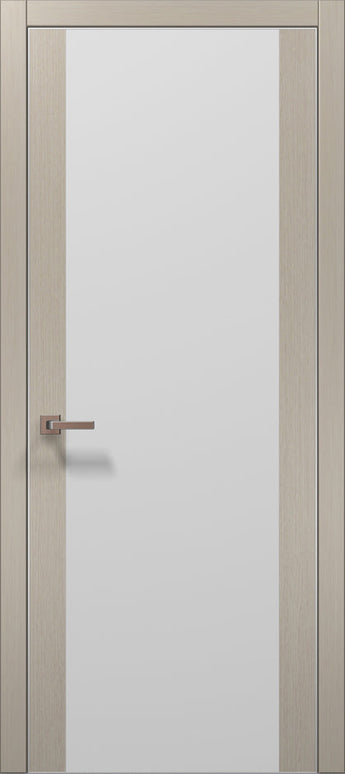 Ușă interior PL 14 – Design perfect simetric, cu cadru contrastant și sticlă satinată / Plato - Carlo Porte www.olivy.ro