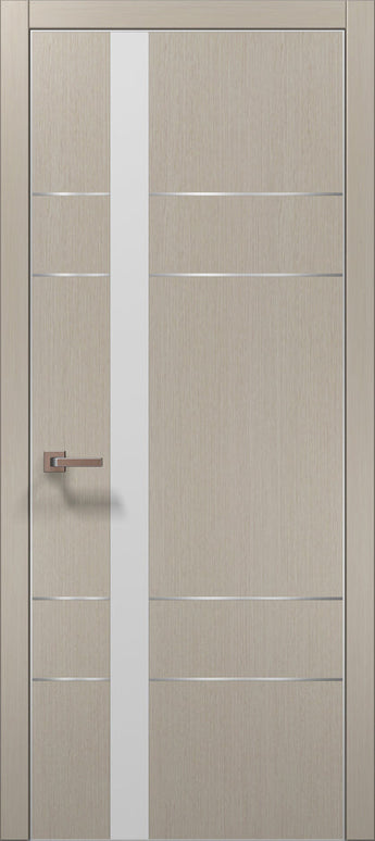 Ușă interior PL 10 – Design modern cu inserție aluminiu și sticlă satinată / Plato - Carlo Porte www.olivy.ro