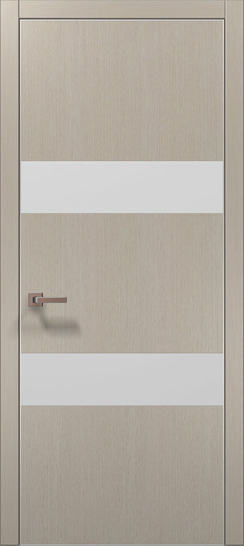 Ușă de interior PL 26  – Model modern cu inserții verticale de sticlă albă / Plato - Carlo Porte www.olivy.ro