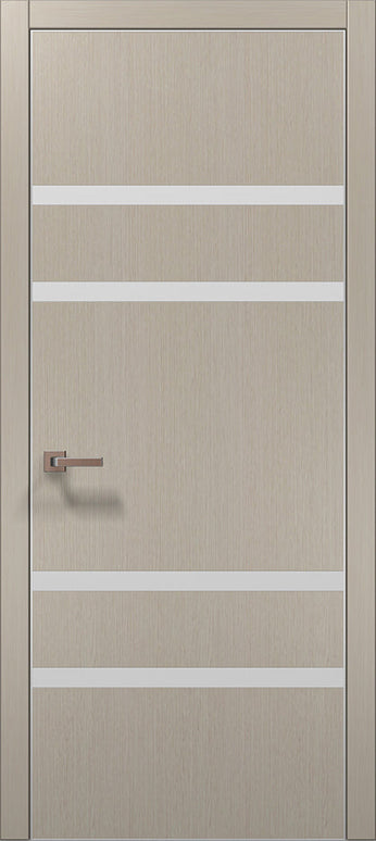 Ușă de interior PL 27 – 4 fâșii de sticlă albă pentru un efect modern / Plato - Carlo Porte www.olivy.ro