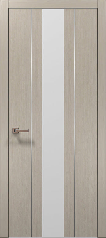 Ușă de interior PL 29  – design vertical cu sticlă albă satinată / Plato - Carlo Porte www.olivy.ro