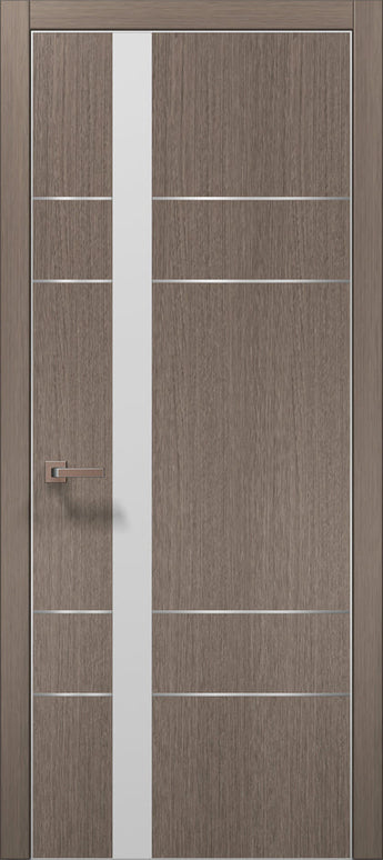 Ușă interior PL 10 – Design modern cu inserție aluminiu și sticlă satinată / Plato - Carlo Porte www.olivy.ro