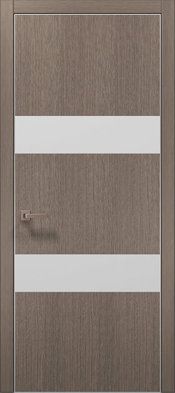 Ușă de interior PL 26  – Model modern cu inserții verticale de sticlă albă / Plato - Carlo Porte www.olivy.ro