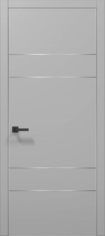 Ușă de interior PL 09 – Design Modern cu 3 Inserții Metalice / Plato - Carlo Porte www.olivy.ro