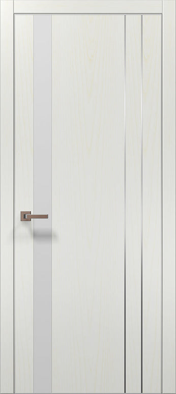 Ușă de interior PL-22  – Design modern cu inserții sticlă albă / Plato - Carlo Porte www.olivy.ro