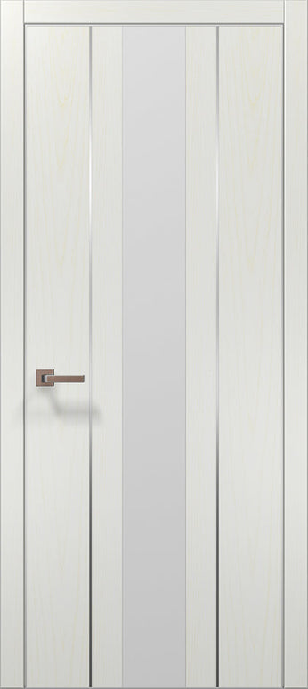 Ușă de interior PL 29  – design vertical cu sticlă albă satinată / Plato - Carlo Porte www.olivy.ro