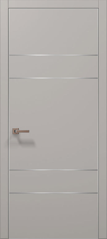 Ușă de interior PL 09 – Design Modern cu 3 Inserții Metalice / Plato - Carlo Porte www.olivy.ro