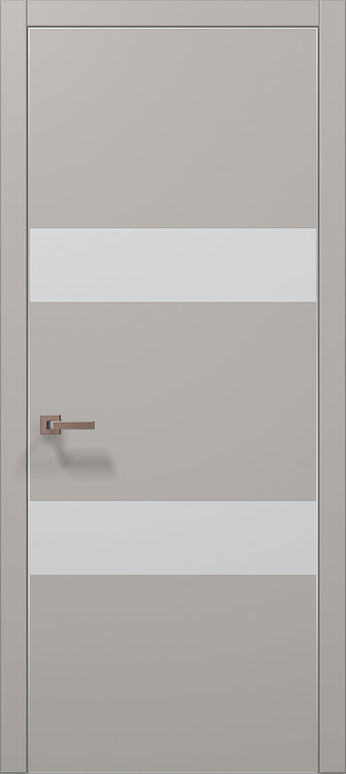Ușă de interior PL 26  – Model modern cu inserții verticale de sticlă albă / Plato - Carlo Porte www.olivy.ro