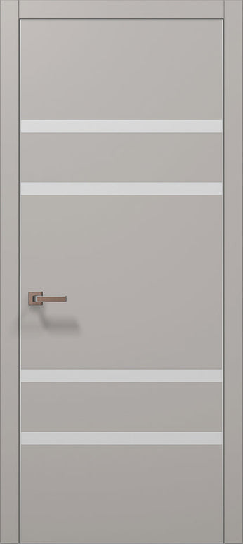 Ușă de interior PL 27 – 4 fâșii de sticlă albă pentru un efect modern / Plato - Carlo Porte www.olivy.ro