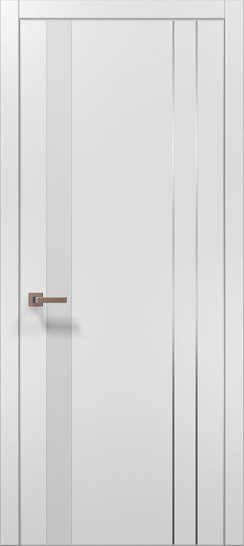 Ușă de interior PL-22  – Design modern cu inserții sticlă albă / Plato - Carlo Porte www.olivy.ro