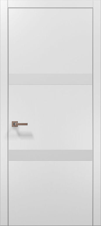 Ușă de interior PL 25  – Design modern cu inserții albe din sticlă / Plato - Carlo Porte www.olivy.ro