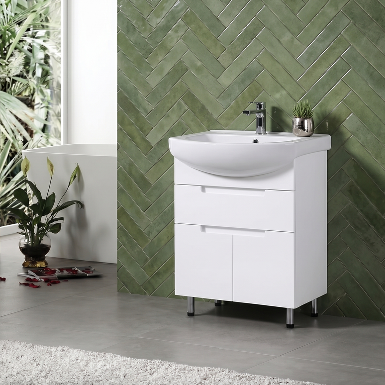 Mobilier de baie pe pardoseală Quadro, Alb