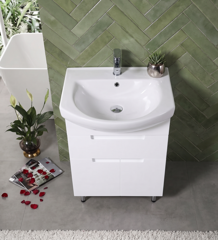 Mobilier de baie pe pardoseală Quadro, Alb