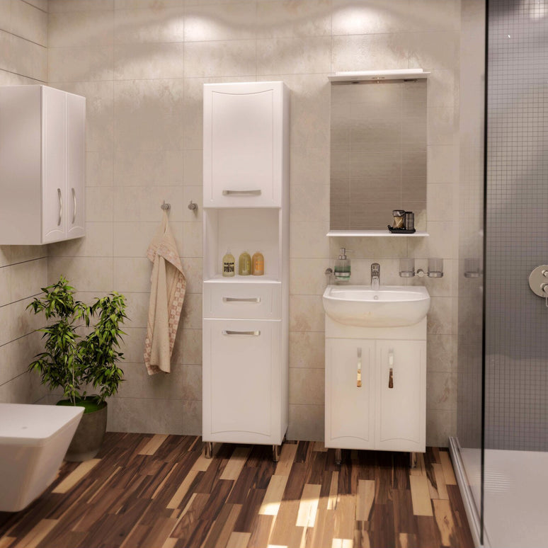 Mobilier de baie pe pardoseală Decor, Alb