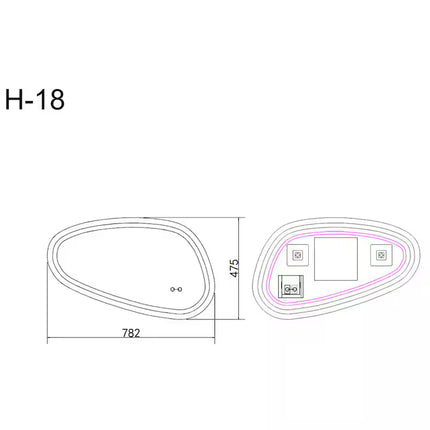 Oglindă baie LED 78.2x47.5 cm asimetrică, 3 nuanțe de lumină, dezaburire și touch control J-18