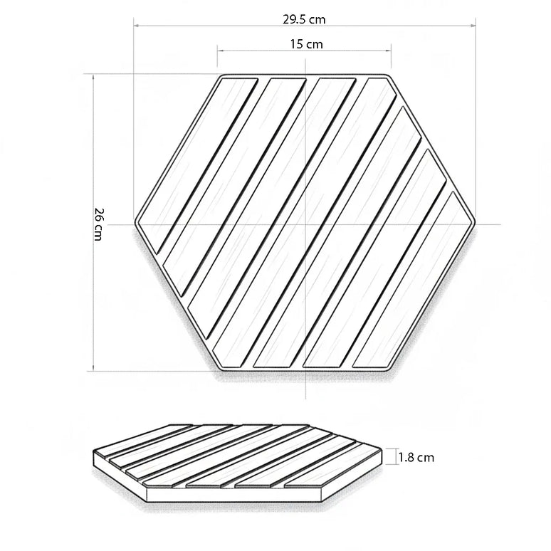 Panou riflaj decorativ, hexagonal - Antracit Mat XYPT-05