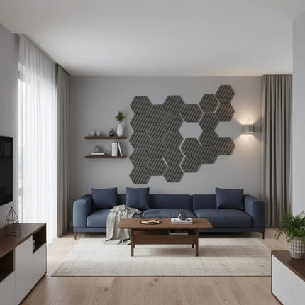 Panou riflaj decorativ, hexagonal - Antracit Mat XYPT-05
