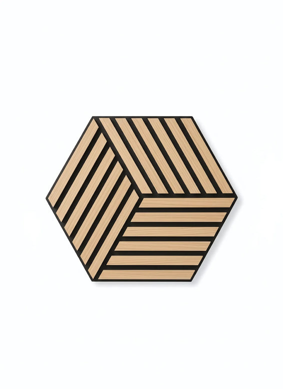 Panou riflaj decorativ, hexagonal – stejar natur XYPT-07