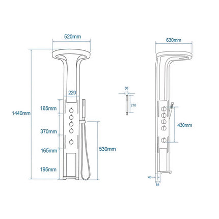 Panel de Duș White Round – Design Premium cu Duș Tip Cascadă și Funcții Multiple