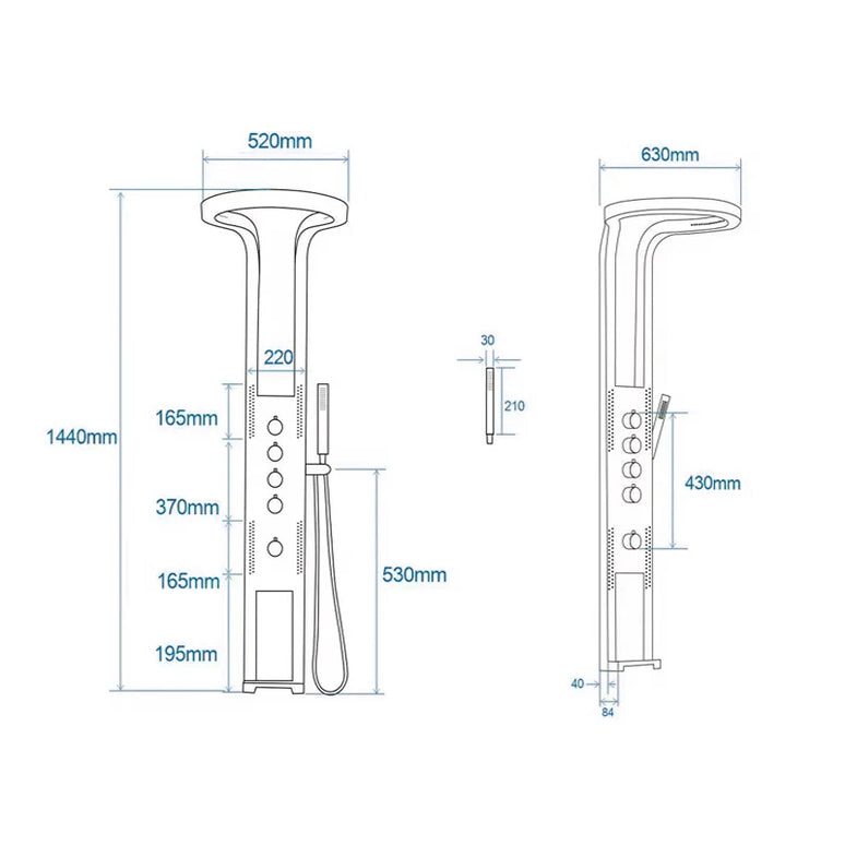 Panel de Duș White Round – Design Premium cu Duș Tip Cascadă și Funcții Multiple