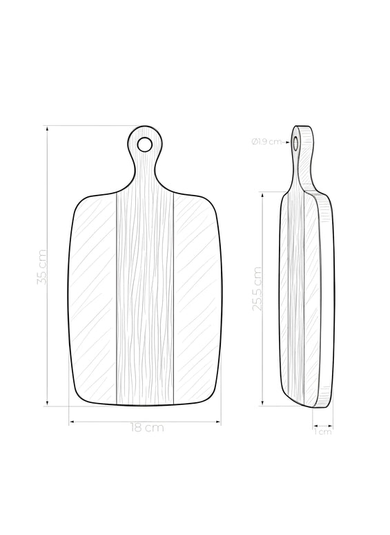 Tocător din lemn de acacia și marmură neagră, 35×18 cm, design modern, Olivy