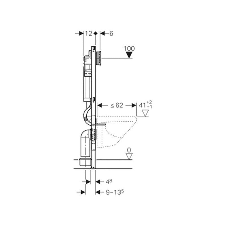 Set rezervor Geberit Sigma 12cm cu set fixare si set antifonare, rama Duofix, pentru wc suspendat