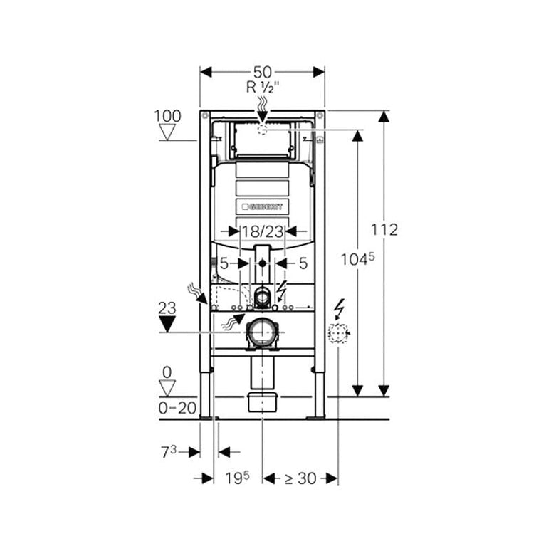 Set rezervor Geberit Sigma 12cm cu set fixare si set antifonare, rama Duofix, pentru wc suspendat