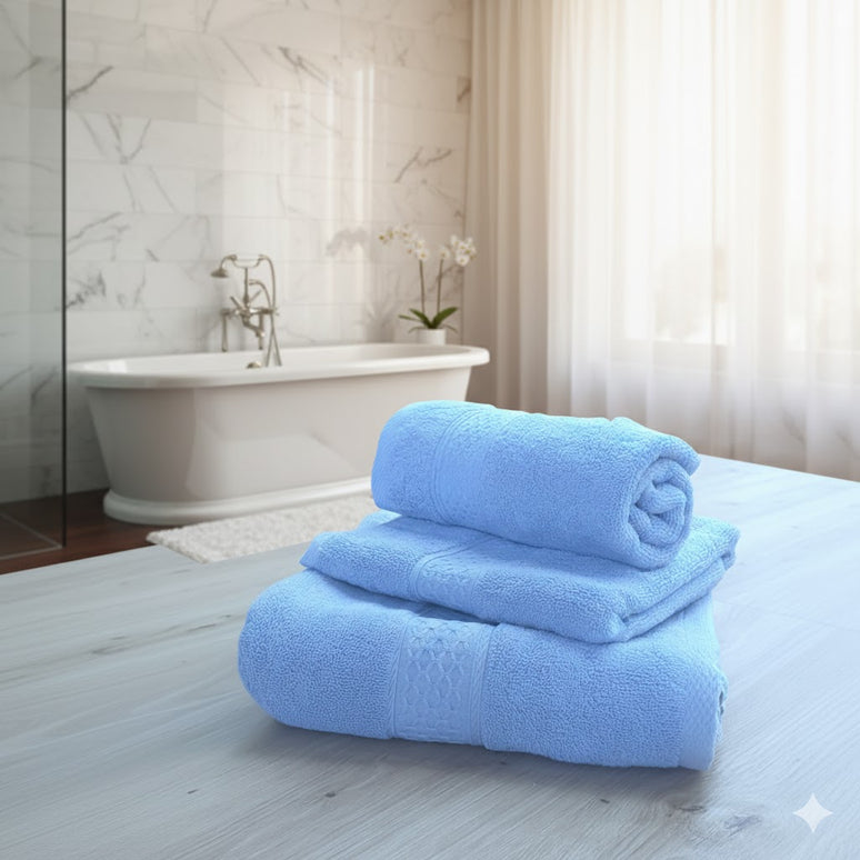 SET PROSOAPE BAIE din bumbac 100%, ALBASTRU, 3 piese, moale și absorbant