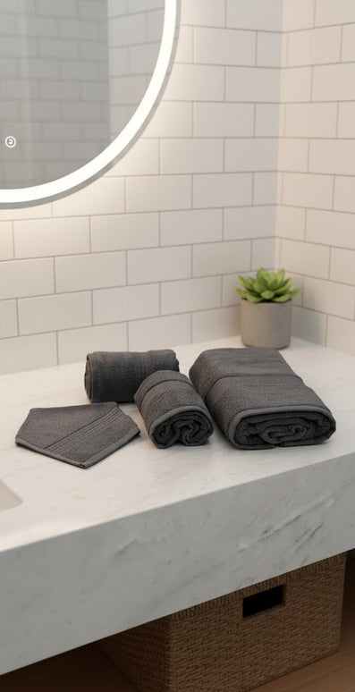 Set prosoape premium FUTIAN – bumbac 100%, culoare-gri antracit