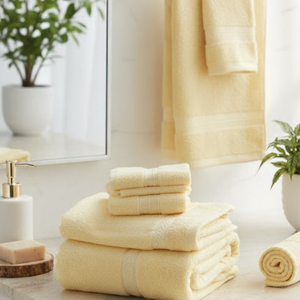 SET PROSOAPE BAIE din bumbac 100%, GALBEN, 3 piese, moale și absorbant