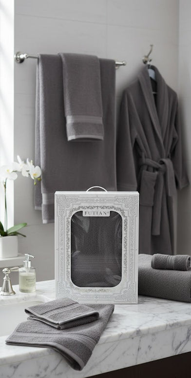 Set prosoape premium FUTIAN – bumbac 100%, culoare-gri antracit