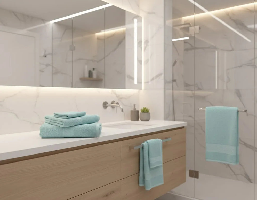 SET PROSOAPE BAIE din bumbac 100%, MENTA, 3 piese, moale și absorbant