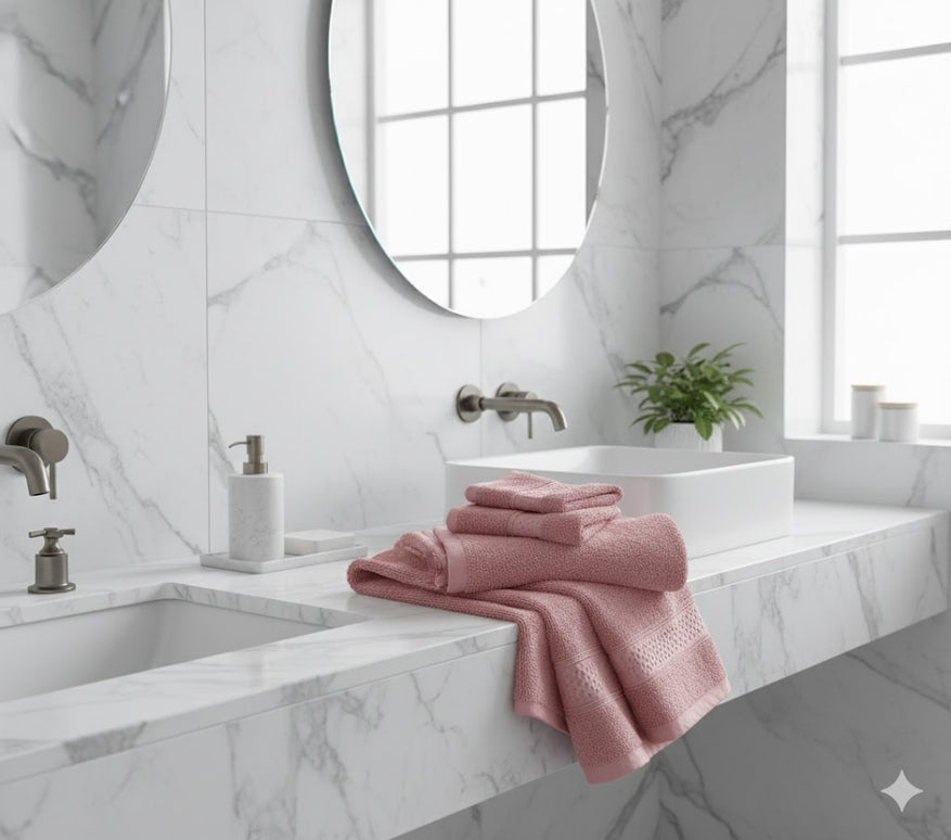 SET PROSOAPE BAIE din bumbac 100%, ROZ, 3 piese, moale și absorbant